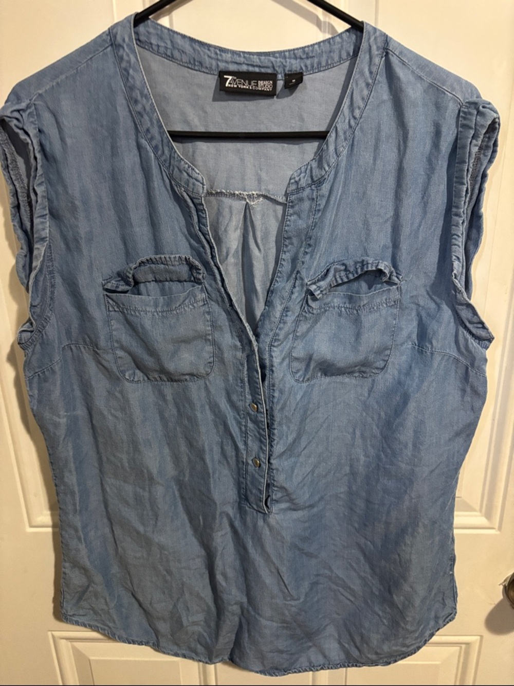 Element Light Blue Denim-Style Sleeveless Button Placket Top